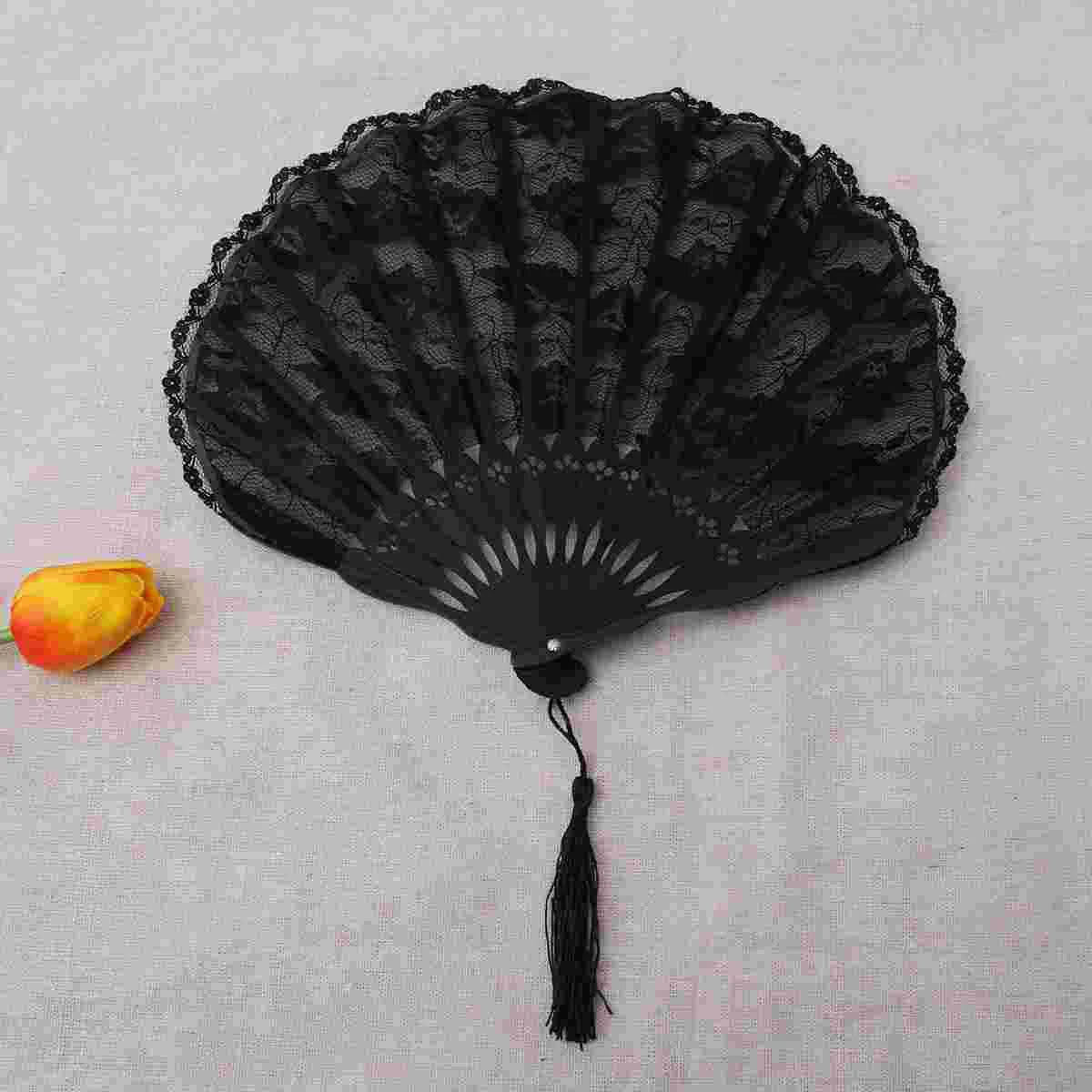 Women Folding Wedding Hand Fan Vintage Retro Flower Lace Handheld Folding Hand Fan Handheld Fans Folding Fans Fans with Tassel