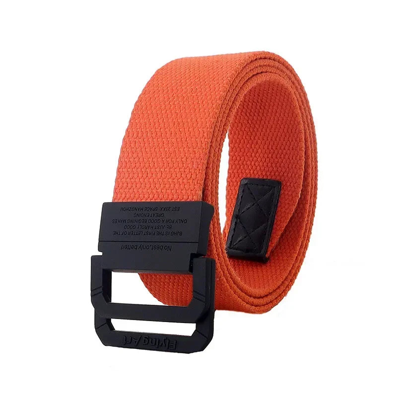 Unisex Canvas Belt Men Stripe Rainbow Metal Double Ring Buckle Jeans  Student - Belt Designer Belt for Women