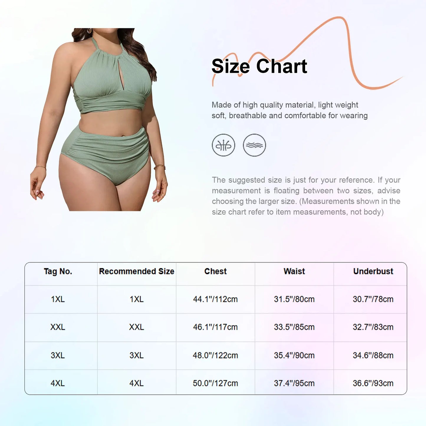 Women Two-Piece Plus Size Swimwear Halter Cutout Tops with Briefs Bikini Swimsuit Pool Beach Bathing Suit Surfing Rash Guard