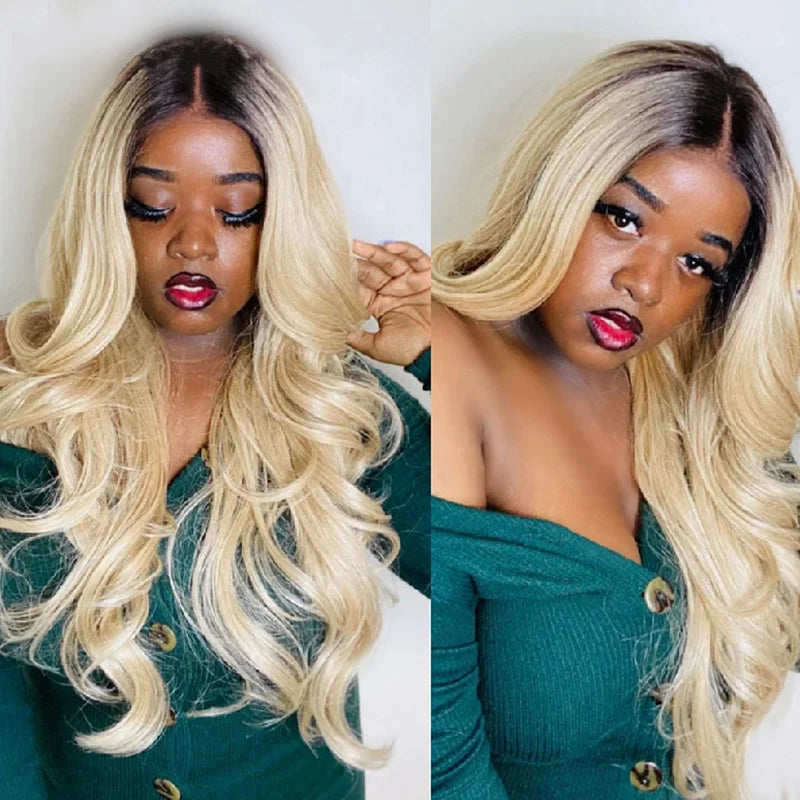 1b613 Blonde Wave13×4 lace Front human hair Wigs Ombre 613 Blonde Wavy Wig  for Women 22 inch for Daily Party Cosplay