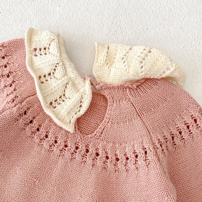 Autumn new outfit for 0-3 year old baby children's clothing, girl baby lotus leaf collar cute long sleeved knitted long top