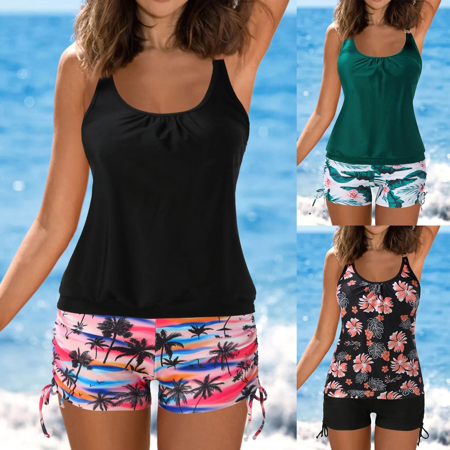 Women Swimsuits With Shorts Strappy Bathing Suits Two Swimwear Padded Swim Bras for under Swimsuit Swimwear Shorts