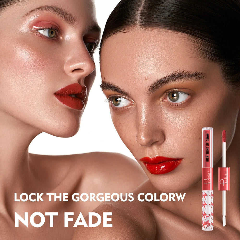 double headed lip gloss，Moisturizing Lip Oil， High gloss lip gloss with transparent lip oil，Rapid film formation
