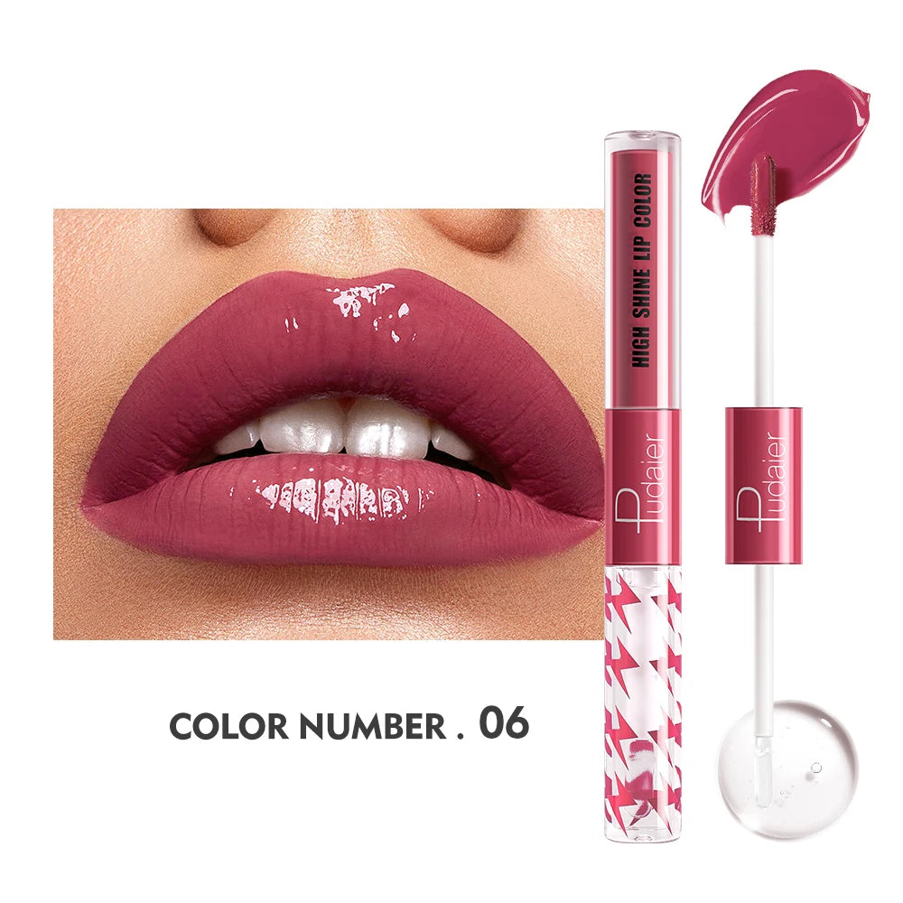 double headed lip gloss，Moisturizing Lip Oil， High gloss lip gloss with transparent lip oil，Rapid film formation