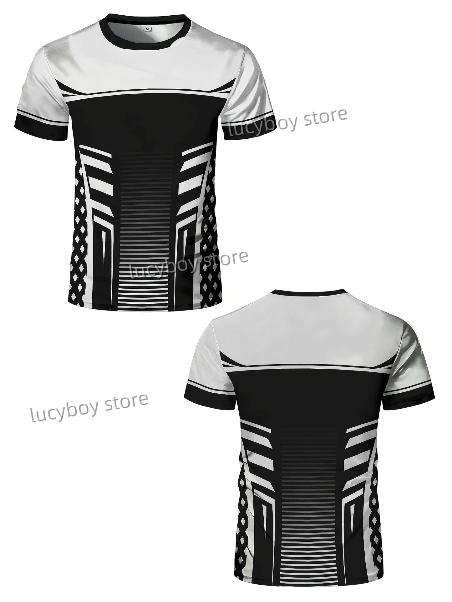 Men's Sports Gym T Shirt Muscle Training Tees Short Sleeve Tees Quick Drying stripes print Men Oversized Tops Men Clothing