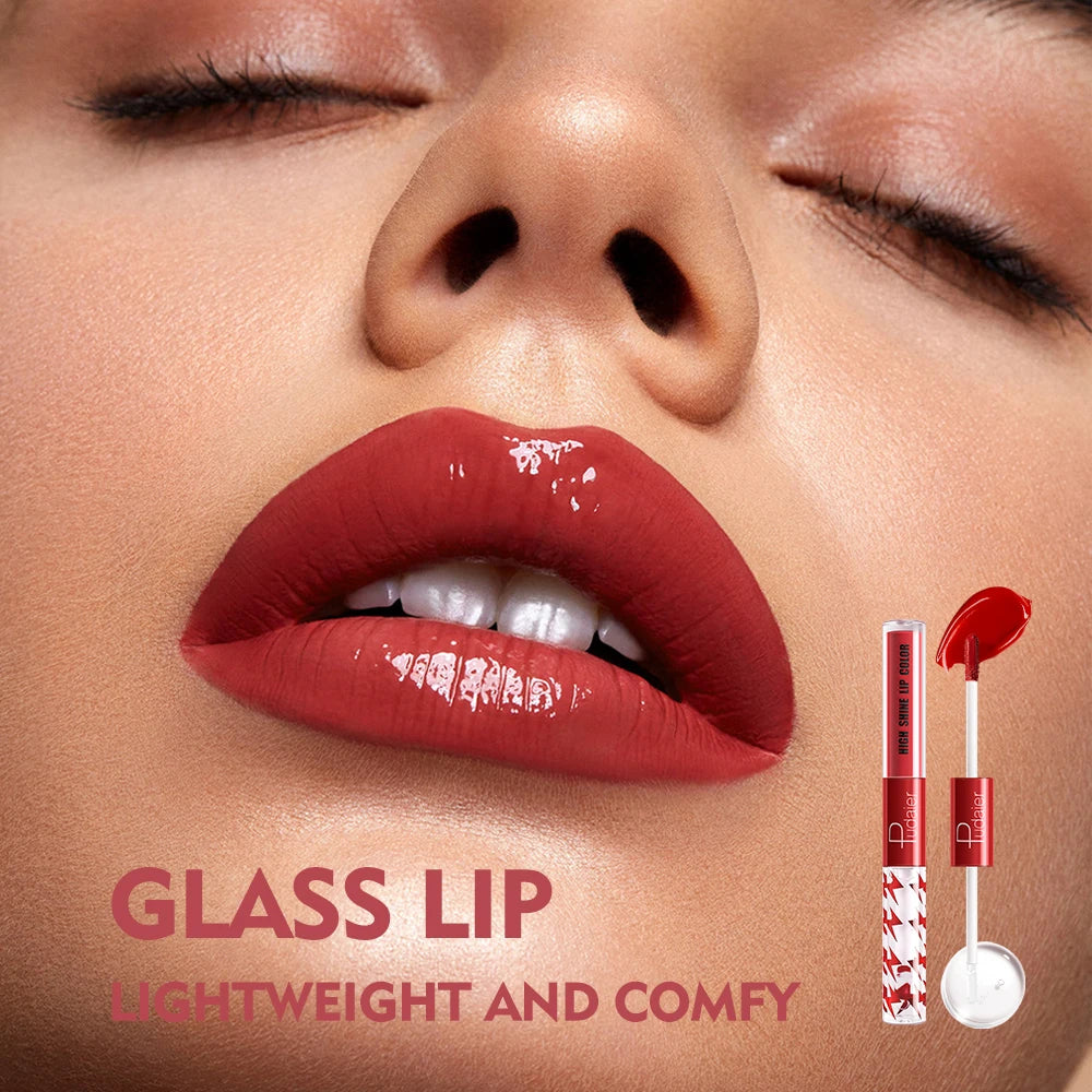 double headed lip gloss，Moisturizing Lip Oil， High gloss lip gloss with transparent lip oil，Rapid film formation
