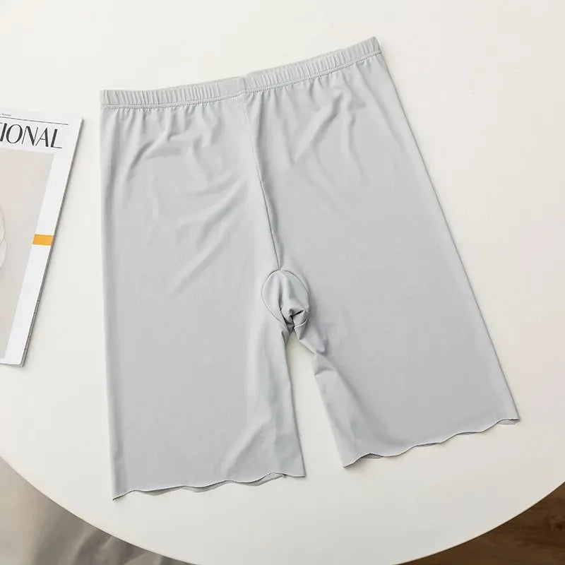 Seamless Ice Silk Safety Short Pants Women Thin Plus Size High Waist Under Skirt Boxers Panties Anti Rub Thigh Safety Shorts