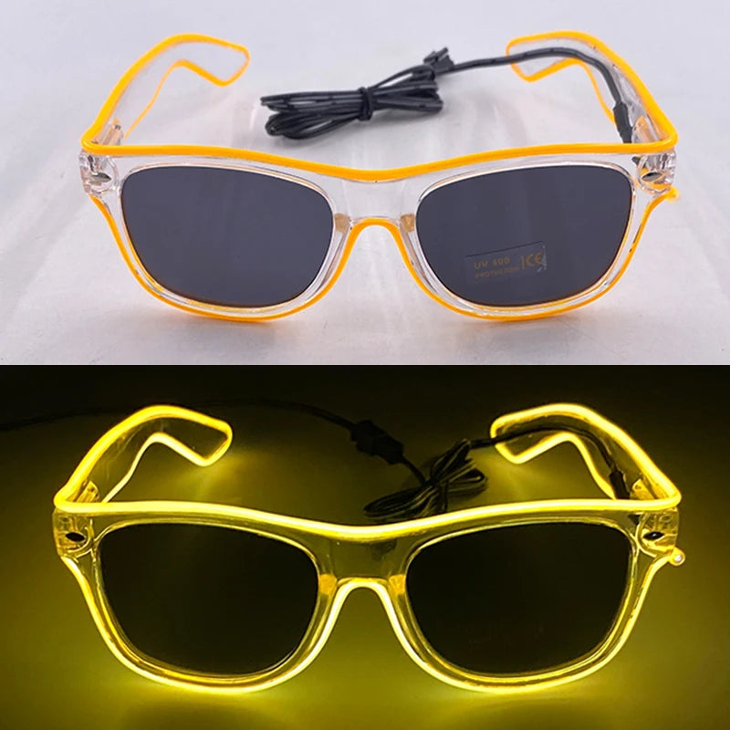 1PC Light Up LED Glasses Glow Sunglasses EL Wire Neon Glasses Glow in The Dark Party Supplies Neon Party Favors for Kids Adults