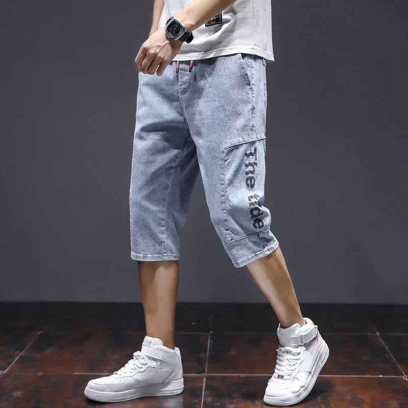 Short Jeans Pants for Men Loose Cargo Wide with Pockets Man Denim Shorts Baggy Original Trend 2024 Xxxl Designer Popular Sale Xl