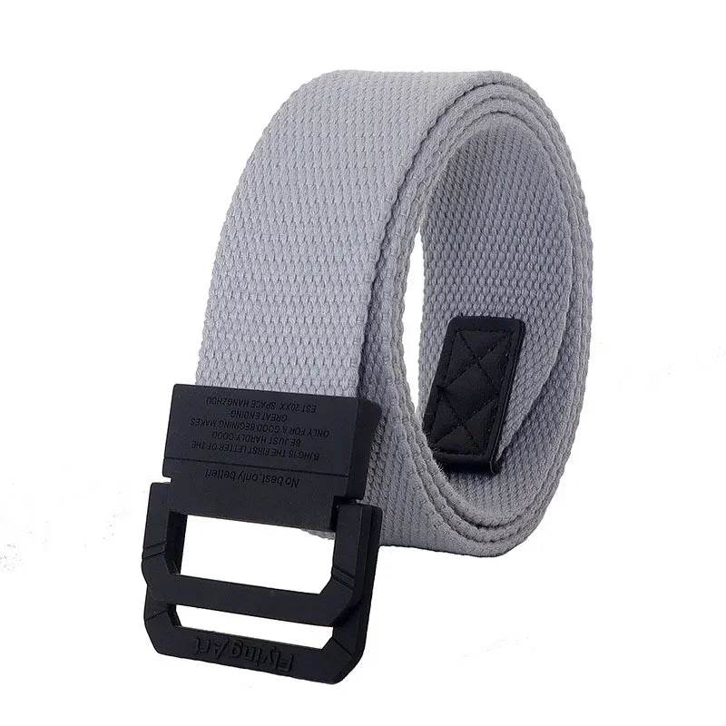 Unisex Canvas Belt Men Stripe Rainbow Metal Double Ring Buckle Jeans  Student - Belt Designer Belt for Women