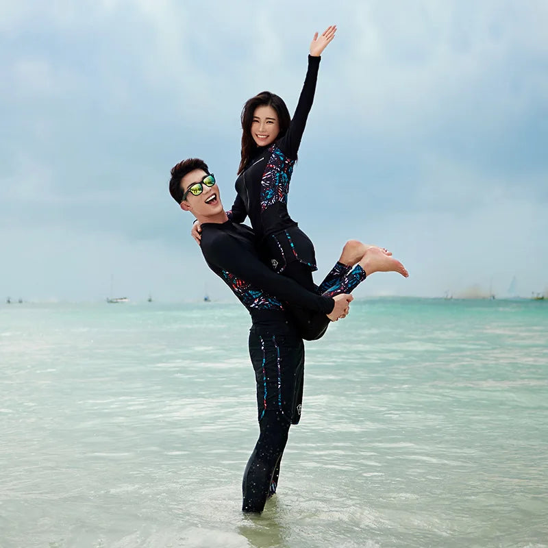 Men Rash Guard Diving Suits  Surfing  Swimwear Long Sleeve Suit Swim Shirt+Trunks+Shorts UV Swimming RashGuard Prevent Jellyfish