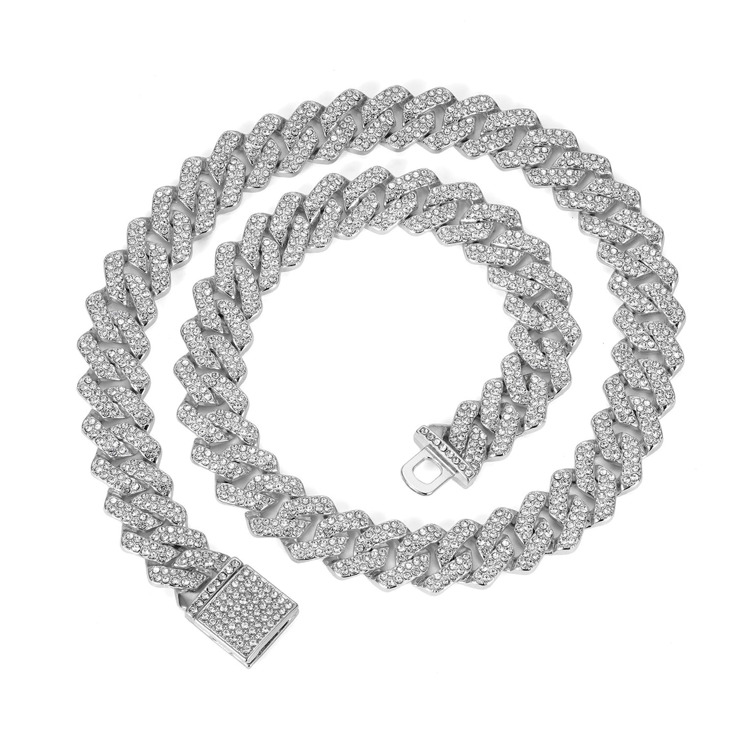 Diamond-shaped Cuban Zinc Alloy Hip Hop Necklace