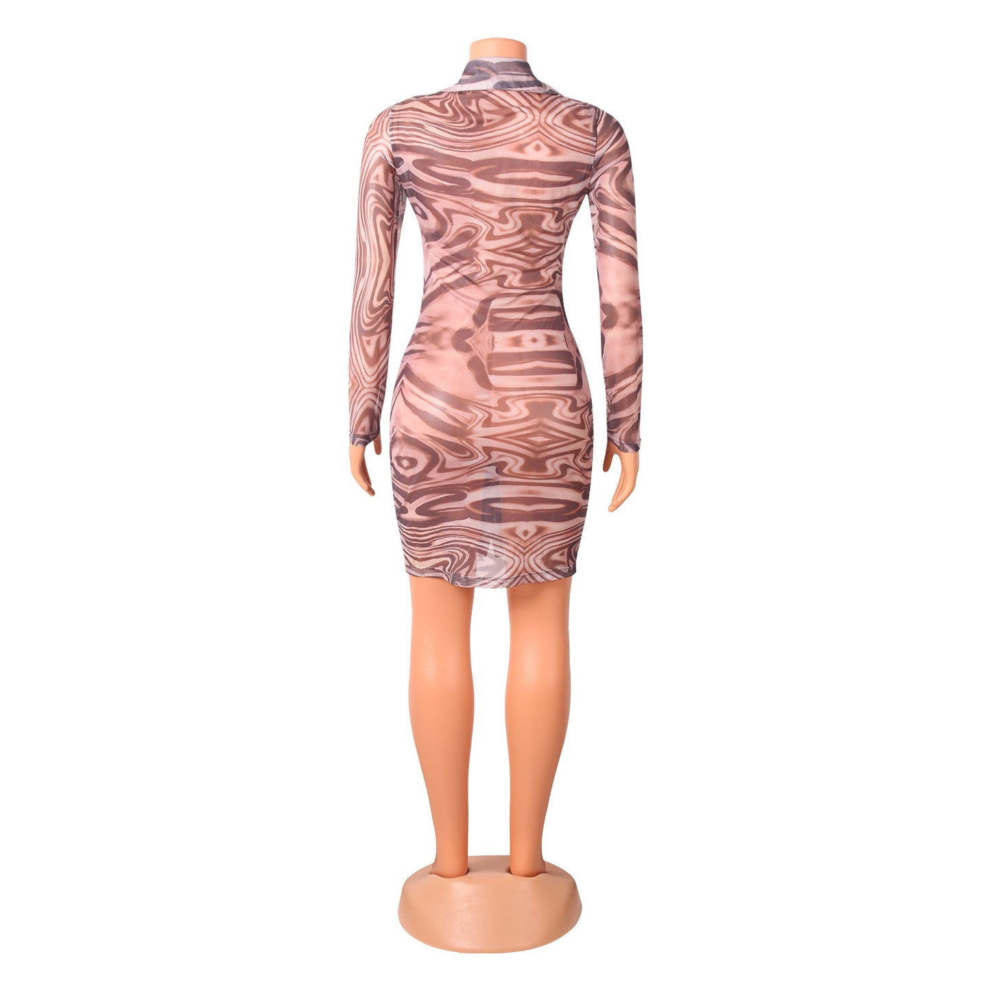 Sexy Tight-Fitting Mesh Printed Dress For Women