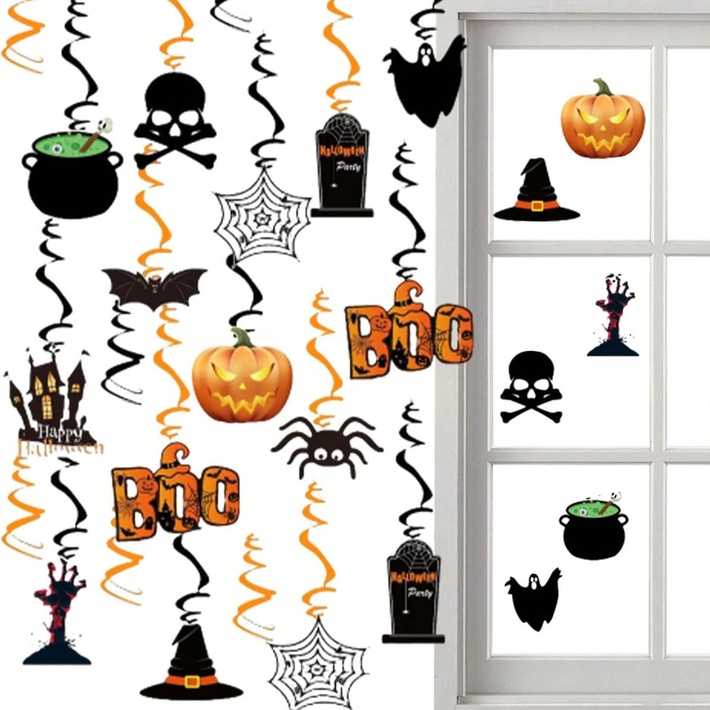 36 Pcs Halloween Hanging Swirl Decorations Halloween Spooky Ceiling Decor With Ghost Pumpkin Skull Witches Spider Bat For Home Indoor Outdoor Party Office Halloween Party Decor Supplies