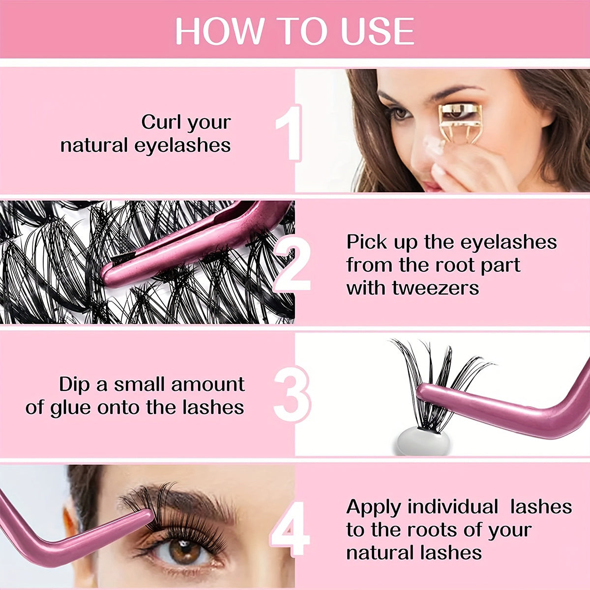 5 Rows Of 40D Clusters Of 10 0 Segmented Lashes