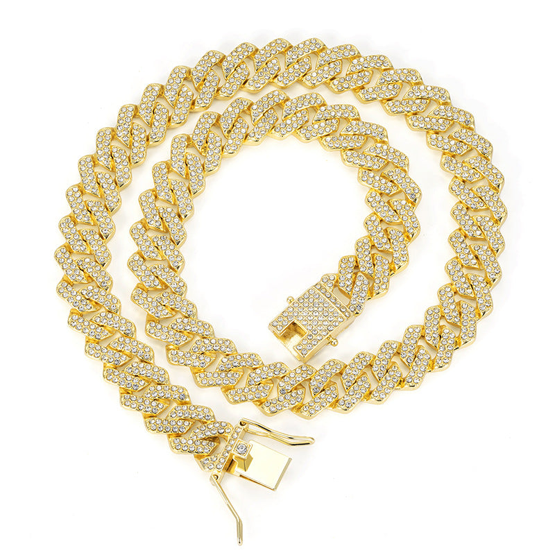 Diamond-shaped Cuban Zinc Alloy Hip Hop Necklace