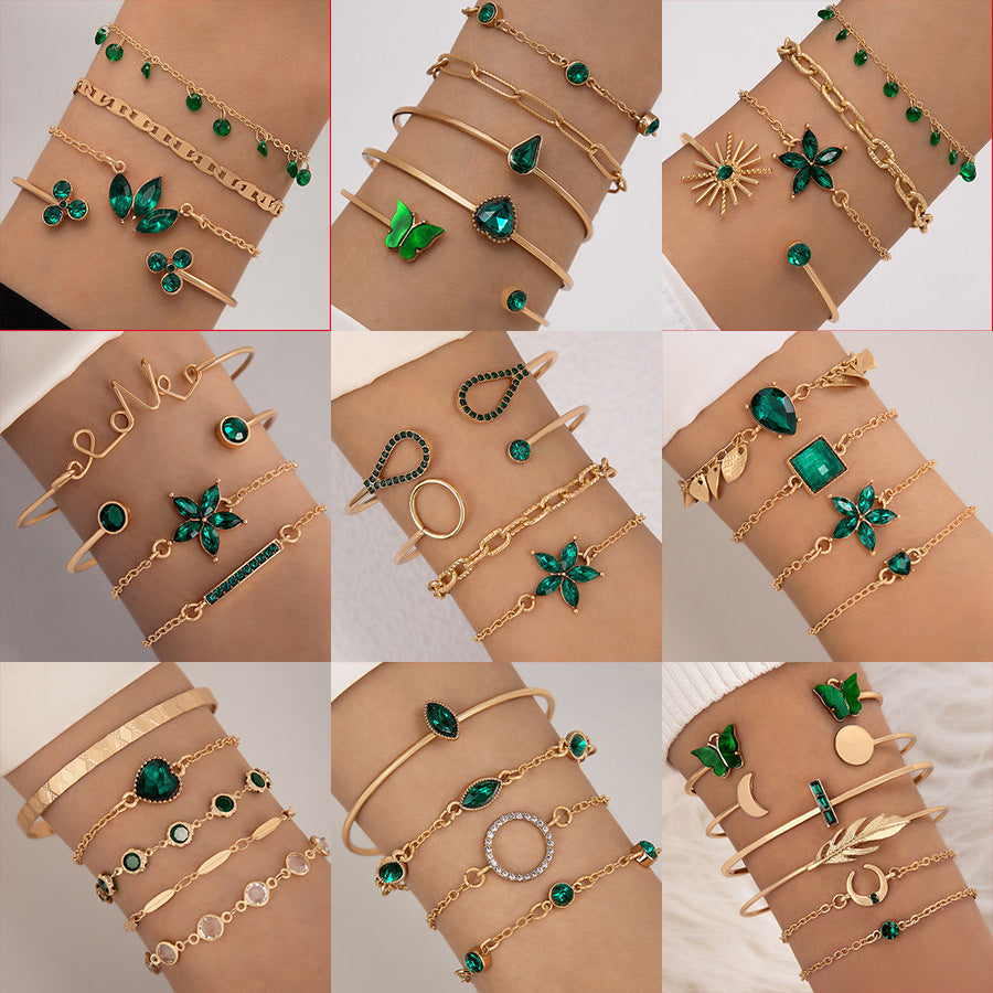 Fashionable Square-Brilliant Heart Bracelet Set Of Four For Women