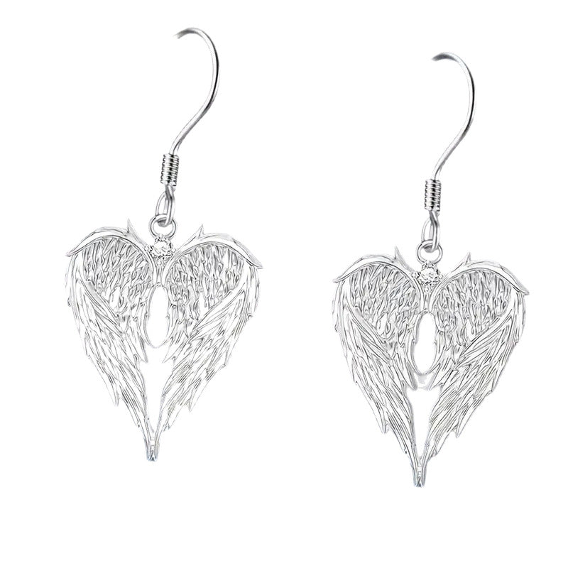 New European And American Angel Wing Heart-shaped Jewelry Earrings