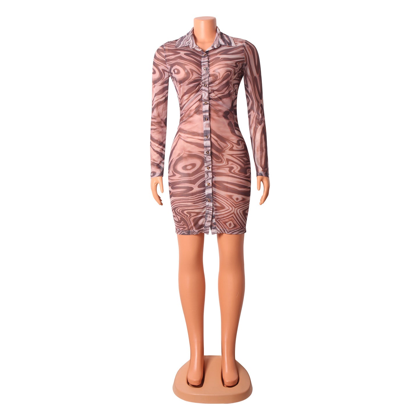 Sexy Tight-Fitting Mesh Printed Dress For Women